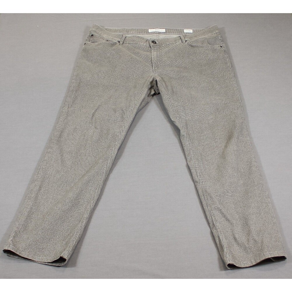 Brax Pants Men Gray Houndstooth Chuck Modern Flat Front Chino Tag 42X34 (42X32)